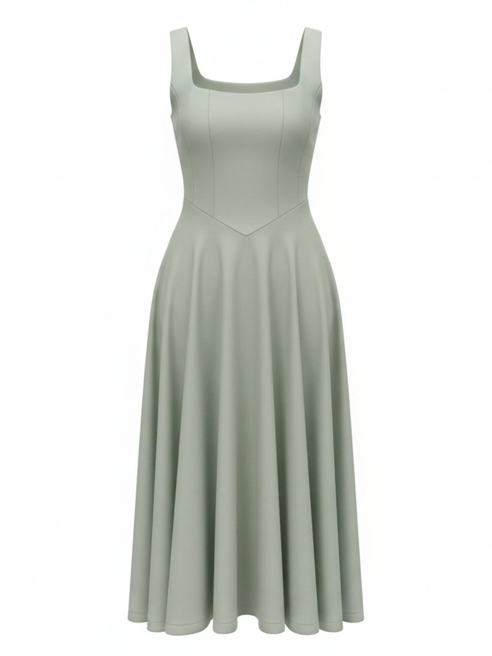 Green panel front a line dress